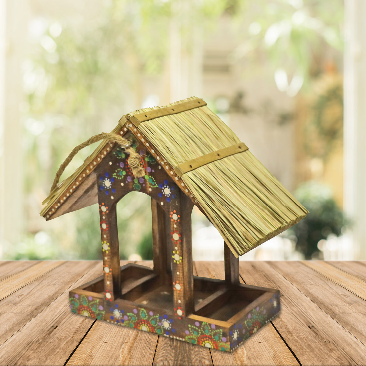 Artisan Rectangle Thatched Hanging Bird Table | The Wildlife Community