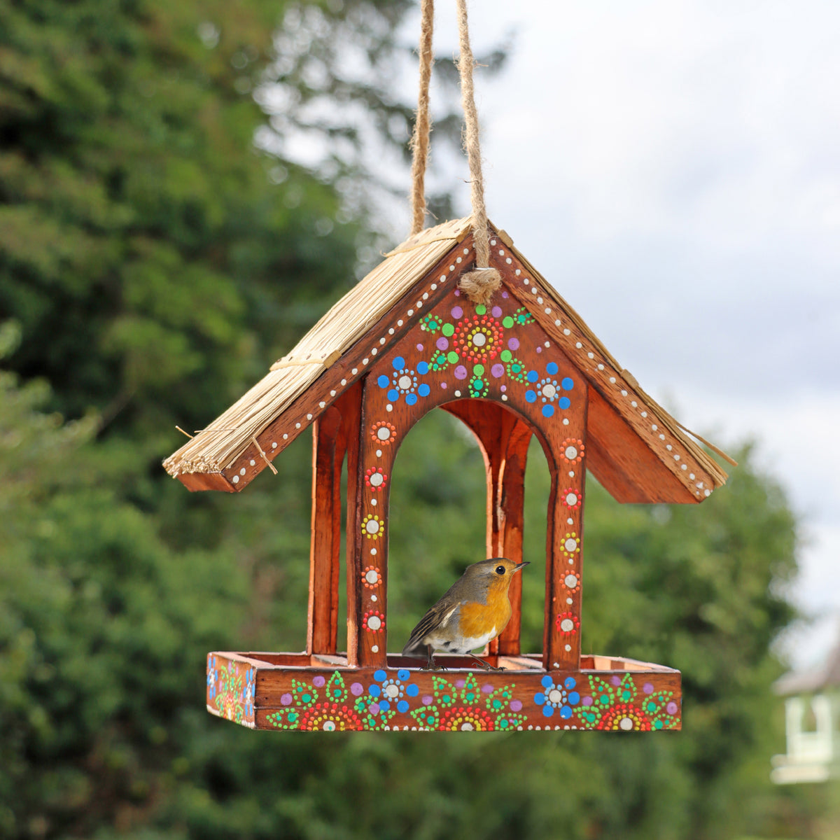 Artisan Rectangle Thatched Hanging Bird Table | The Wildlife Community